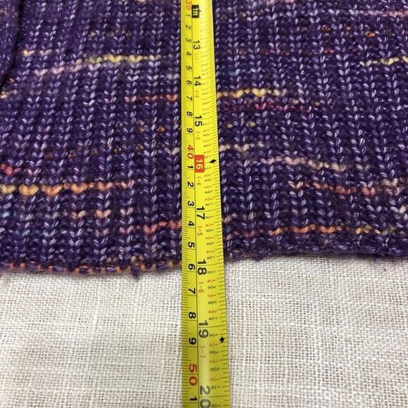 Ivory Ella Oversized Cropped Cardigan Sweater Women's L Purple Chunky Cozycore - Picture 11 of 11